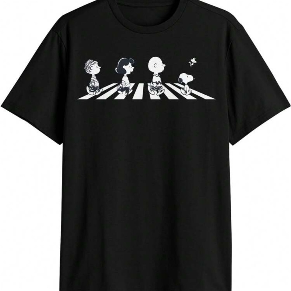 Black T-Shirt with Cartoon Characters